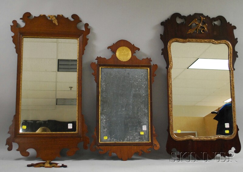 Appraisal: Two Chippendale-style Parcel-gilt Mahogany Mirrors and a Chippendale Parcel-gilt Mahogany