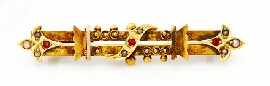 Appraisal: A Victorian ct gold ruby and seed pearl set bar