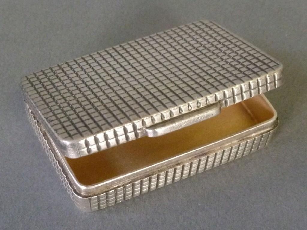 Appraisal: MODERN SILVER PILL BOX with engine turned decoration Birmingham EST