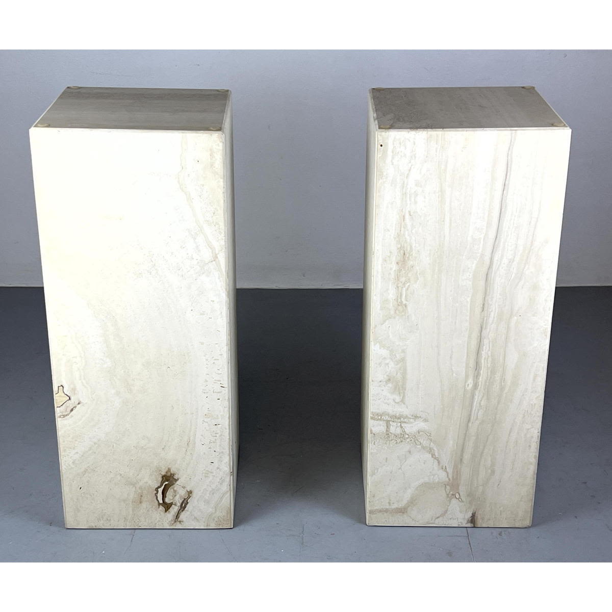 Appraisal: Pr Travertine Marble Tall Display Pedestals Square Column Forms Dimensions