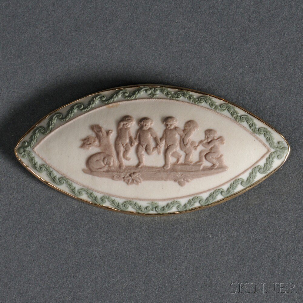 Appraisal: Wedgwood Three Color Jasper Brooch England th century oval form