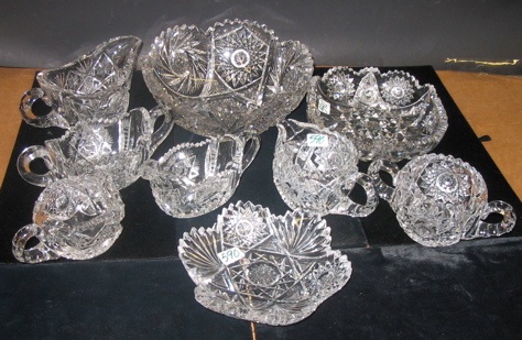 Appraisal: A COLLECTION OF NINE PIECES OF AMERICAN CUT CRYSTAL including