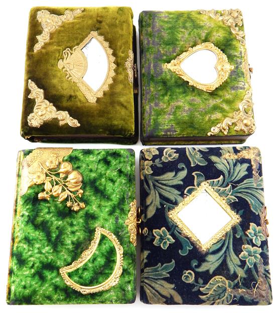 Appraisal: Four late th early th C velvet-encased photo albums first