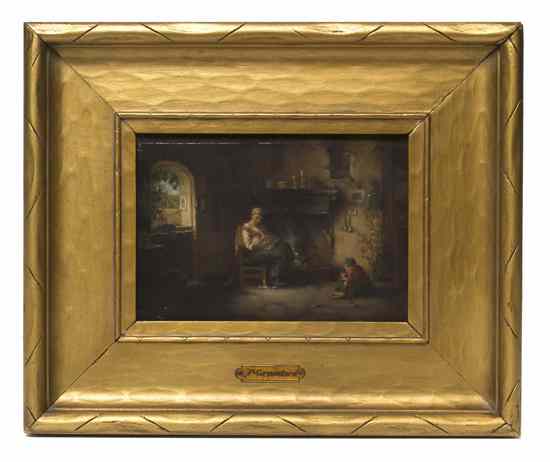 Appraisal: Phillip Grondard French th century Interior Scene oil on board