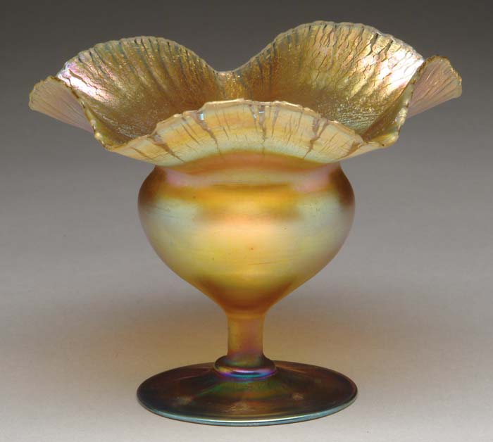 Appraisal: TIFFANY STUDIOS FAVRILE FLOWER FORM COMPOTE Lovely form and excellent