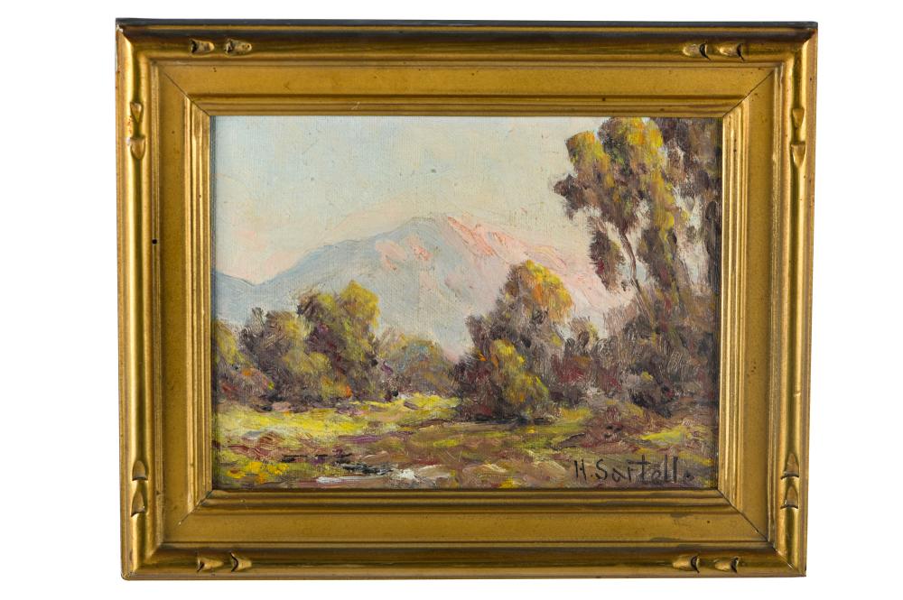 Appraisal: HERBERT SARTELLE DESERT MOUNTAIN LANDSCAPE oil on board signed lower