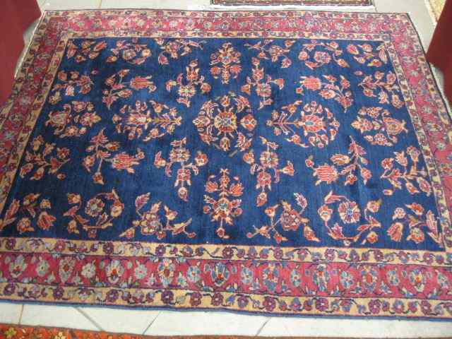 Appraisal: Antique Lillihan Persian Handmade Rug elegant florals blue field '