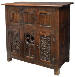 Appraisal: ENGLISH OAK HINGED TOP CUPBOARD English oak cupboard c in