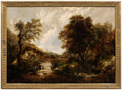 Appraisal: Painting after Hobbema Meindert Hobbema Dutch - landscape with cottage