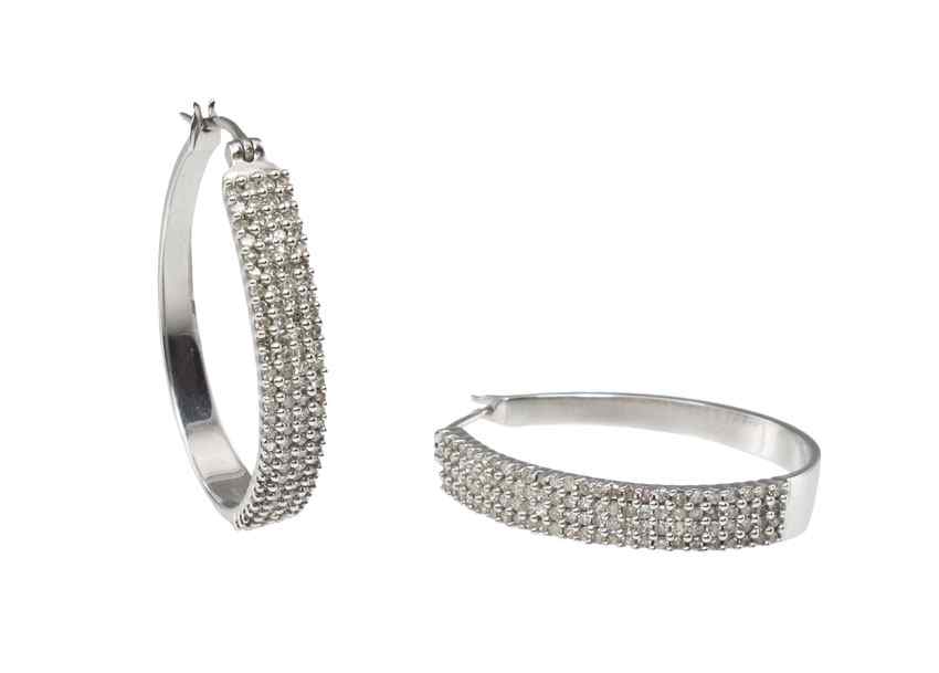 Appraisal: K DIAMOND HOOP EARRINGS K white gold hoop earrings contain