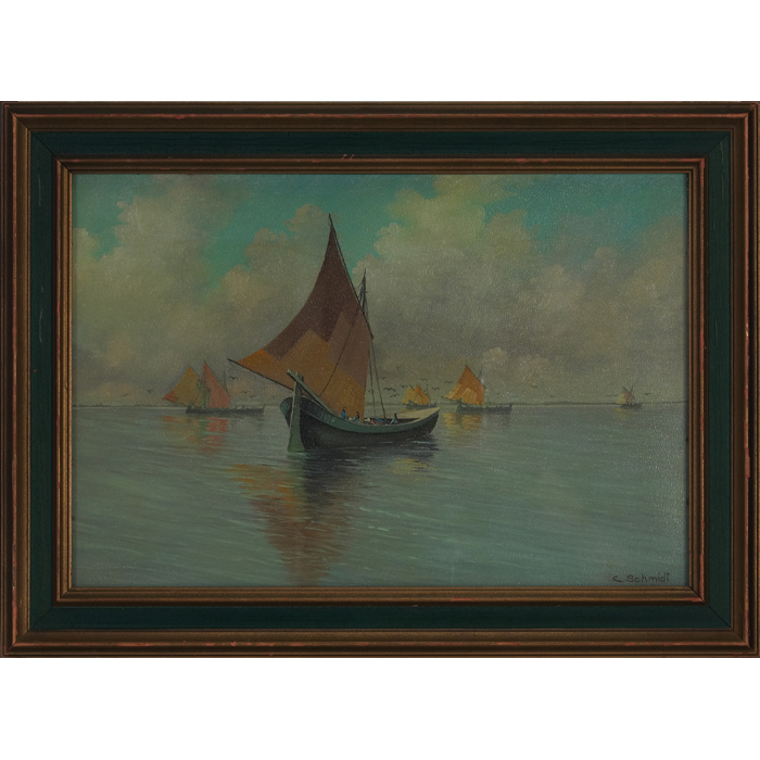 Appraisal: Carl Schmidt American - Venetian Sailboats oil on board signed