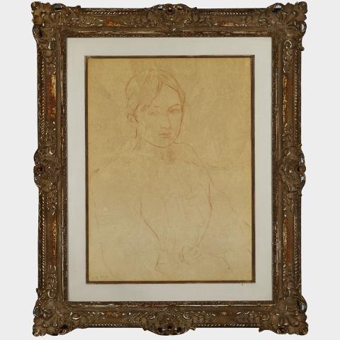 Appraisal: Berthe Morisot - PORTRAIT OF ALICE GAMBY CIRCA Sanguine crayon