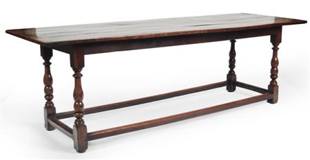 Appraisal: A th century style oak refectory table the rectangular plank