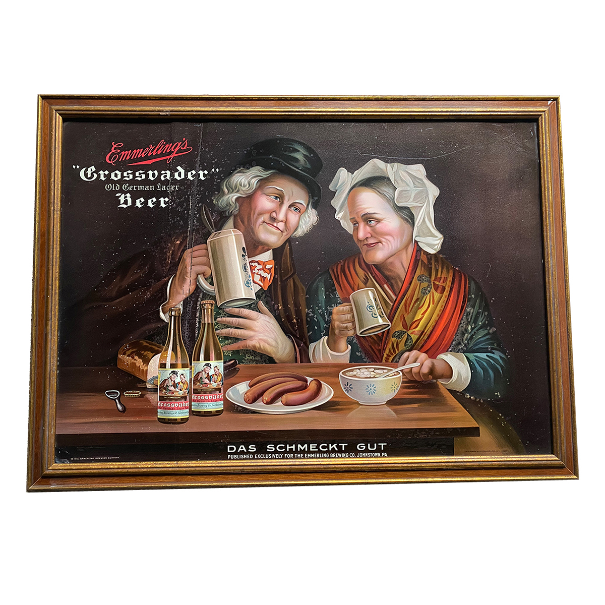 Appraisal: Emmerling Grossvater Old German Self-Framed Tin Sign RAREReference n aBrewery