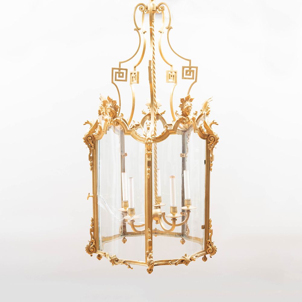 Appraisal: Fine and Large George II Style Gilt-Bronze Hall Lantern The