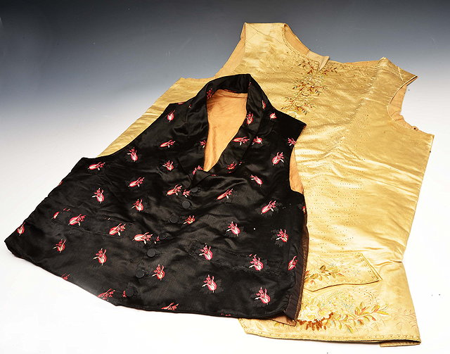 Appraisal: A TH CENTURY SILK AND BROCADED GENTLEMAN'S WAISTCOAT with foliate