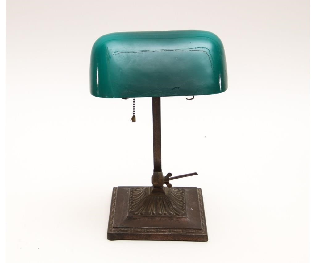 Appraisal: Emeralite desk lamp with original shade and label circa h