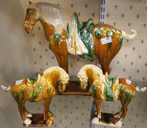 Appraisal: Large Tang Horse and smaller Tang Horses