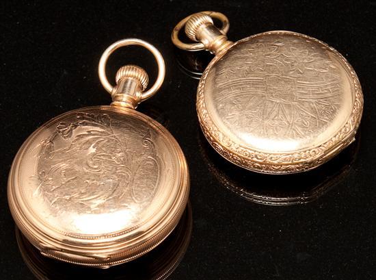 Appraisal: Two gold filled hunting-case pocket watches A W W Co