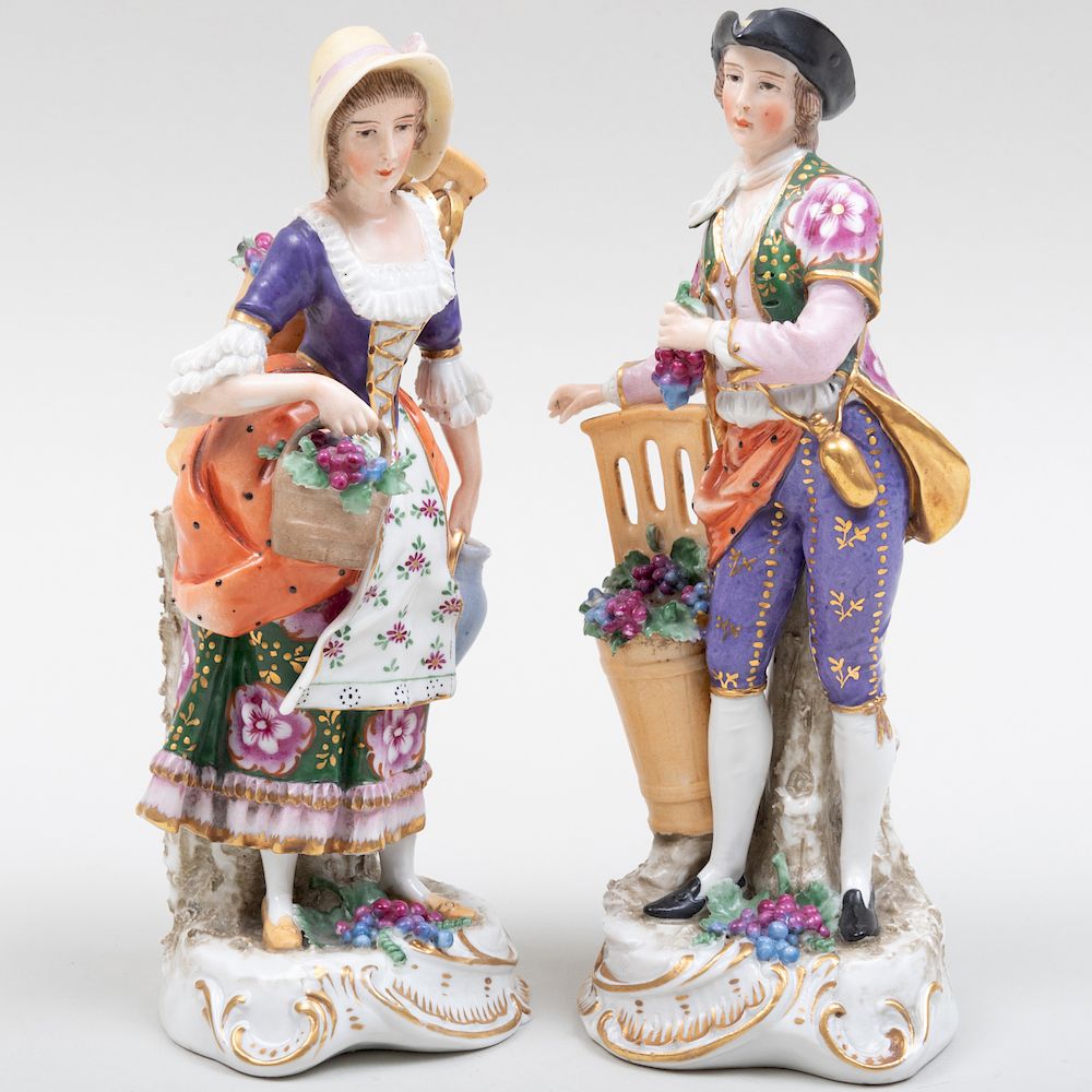 Appraisal: Pair of Porcelain Figures of Grape Harvesters Probably Samson Spurious