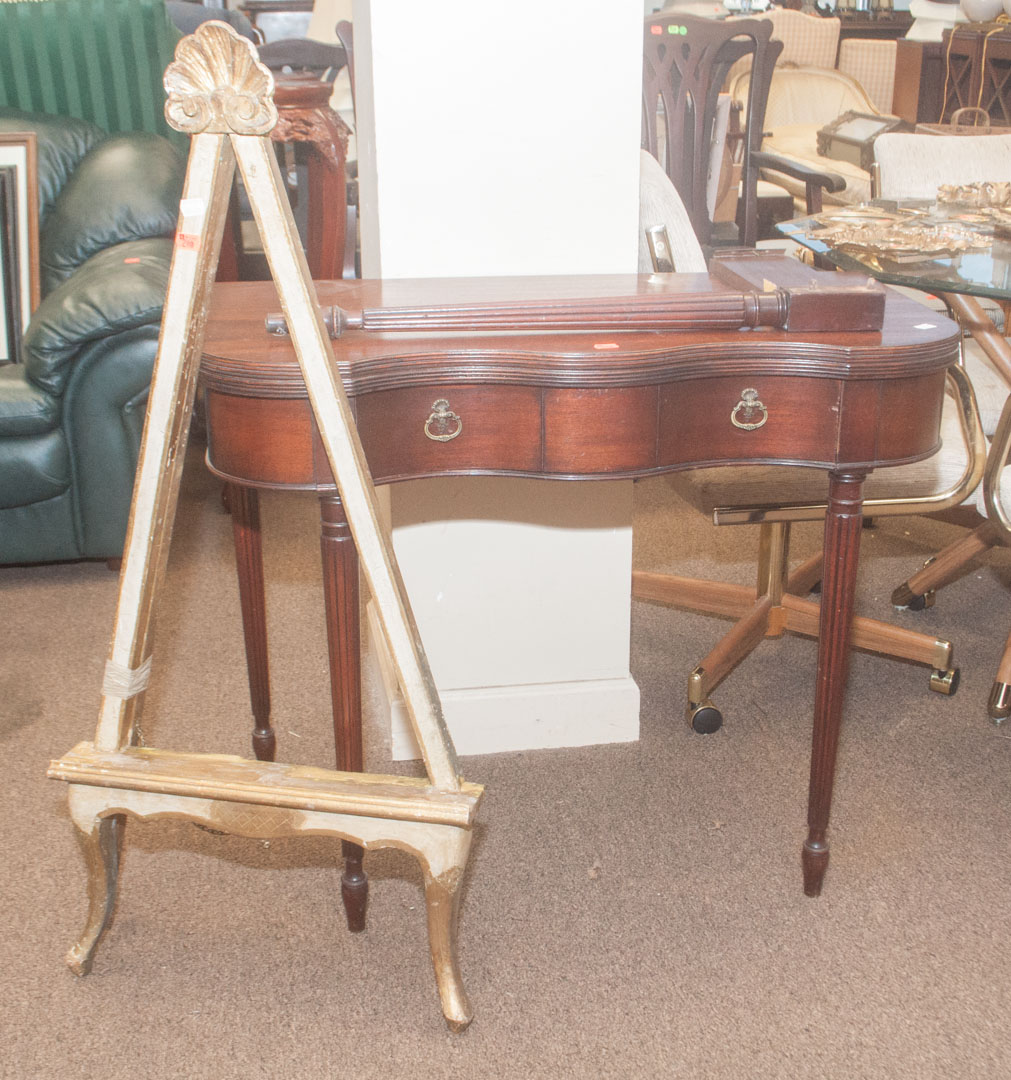 Appraisal: Mahogany flip-top games table and wood easel Undernumber