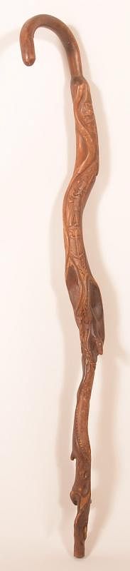 Appraisal: th Century Folk Art carved Walking Stick th Century Folk