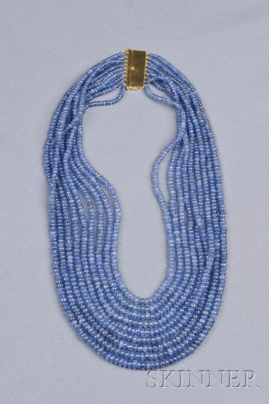 Appraisal: Multi-strand Sapphire Bead Necklace composed of nine strands of tumbled