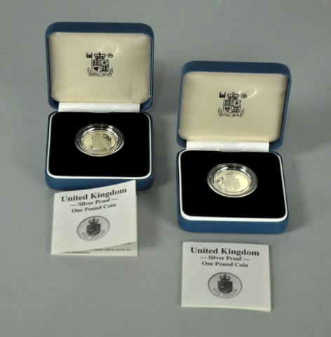 Appraisal: Two British One Pound Silver Proof Coins silver weighs grams