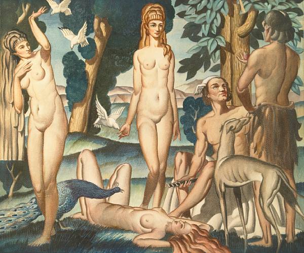 Appraisal: Manner of Jean Dupas Classical Nudes in a Landscape with