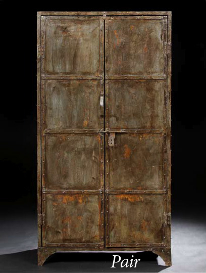 Appraisal: Pair of Industrial-Design Painted Steel Lockers early th century each