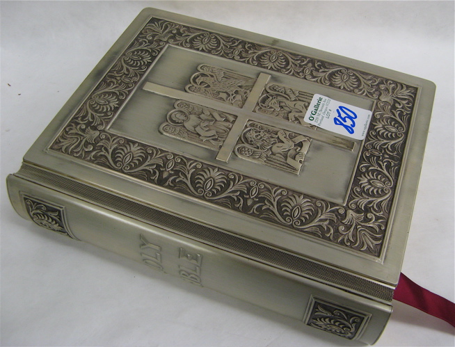 Appraisal: A FAMILY BIBLE having engraved pewter cover gilt edged with