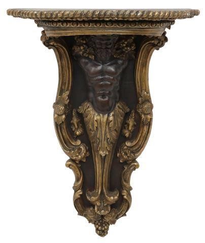 Appraisal: Large Italian Neoclassical carved wall bracket shelf th c demilune