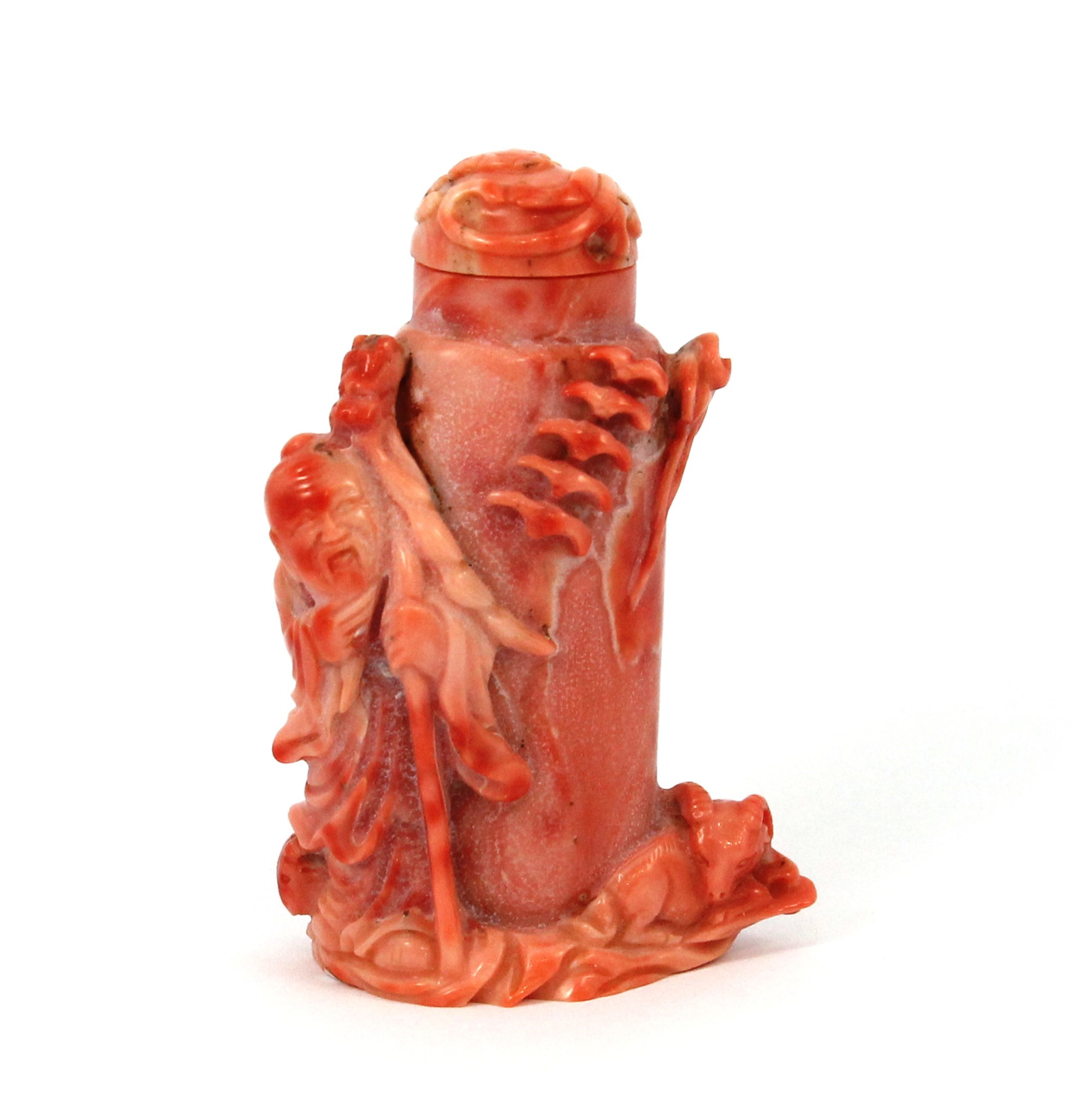 Appraisal: A Chinese coral snuff bottle and stopper probably th century