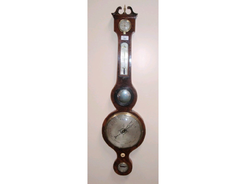 Appraisal: A George III mahogany cased wheel barometer signed W Hair