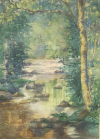 Appraisal: PITMAN Elizabeth Watercolor Woodland Stream Signed and dated lower right