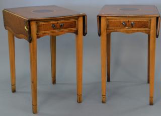 Appraisal: Three piece lot to include a pair of inlaid burlwood