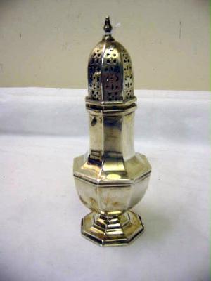 Appraisal: A CASTER of panelled pear form with pointed finial moulded