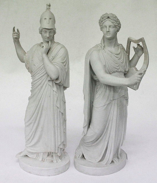 Appraisal: A PAIR OF CONTINENTAL POSSIBLY DANISH BISQUE PORCELAIN FIGURINES of