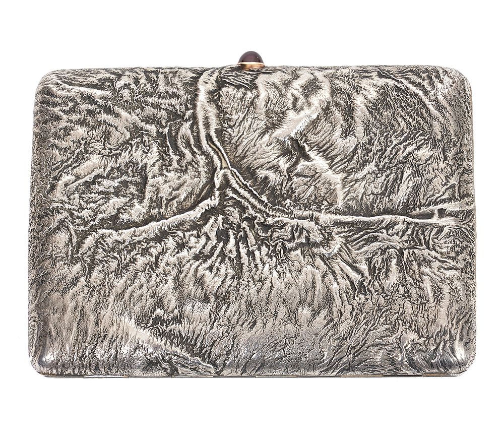 Appraisal: Russian Antique Imperial Silver Samorodok Case Russian antique Imperial silver