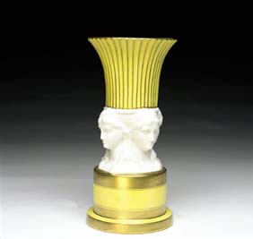 Appraisal: FRENCH BISQUE AND ENAMEL VASE French porcelain vase with fluted