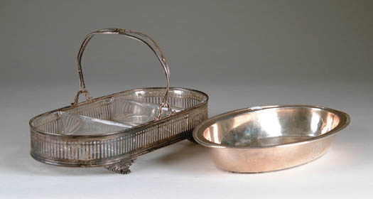 Appraisal: STERLING FRAMED CONDIMENT SET AND COVER FOR OVAL VEGETABLE DISH