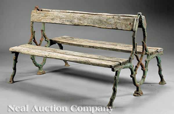 Appraisal: An Antique Faux Bois Cast Iron and Carved Wood Garden