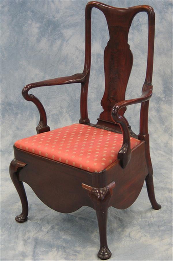 Appraisal: Mahogany Queen Anne potty chair with original frame for the