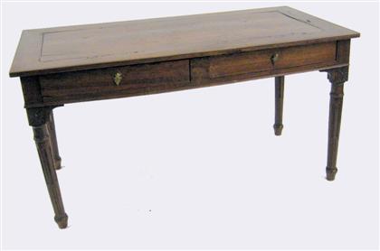 Appraisal: Continental provincial walnut desk th century The rectangular top over