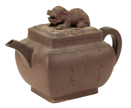 Appraisal: A CHINESE YIXING TEAPOT of rounded rectangular form with a