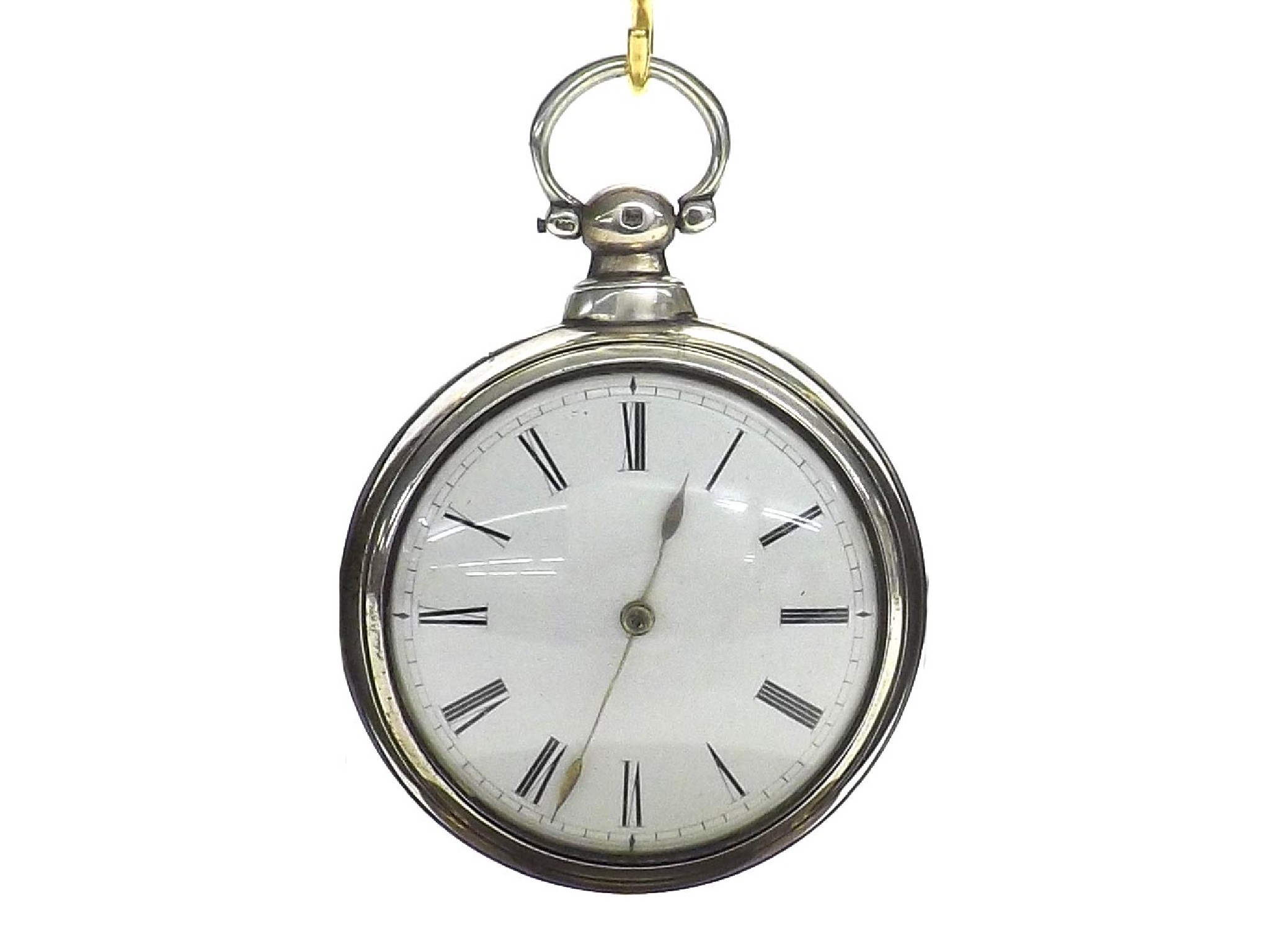 Appraisal: Silver verge pair cased pocket watch Birmingham the fusee movement