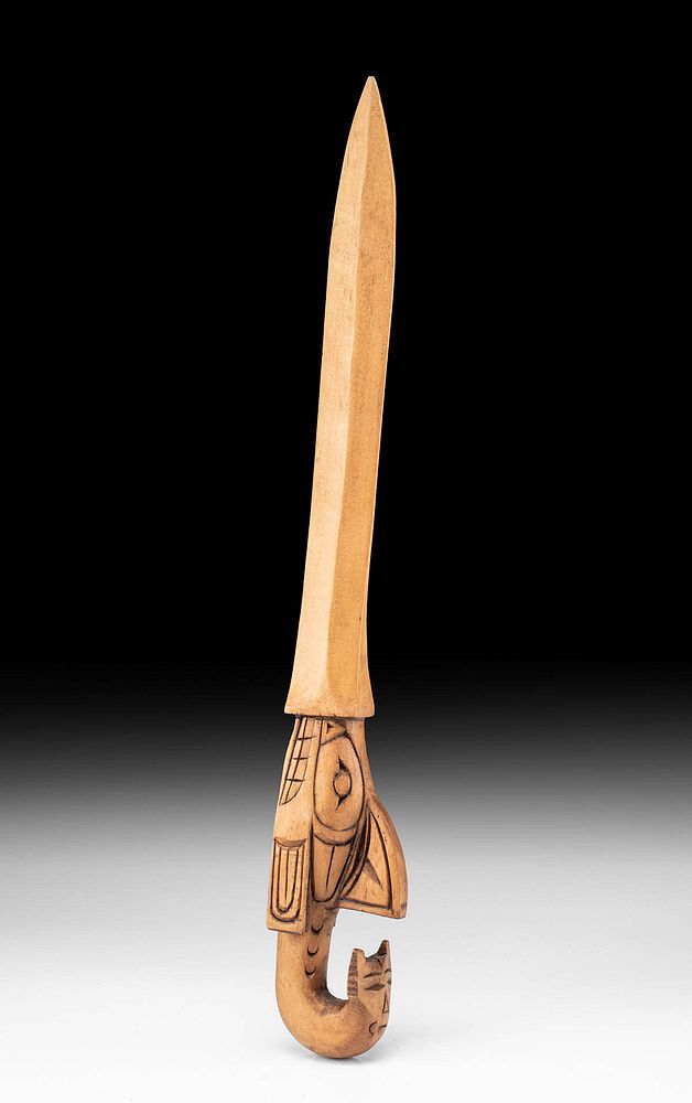 Appraisal: Signed th C Kwakiutl Wood Letter Opener with Orca Native