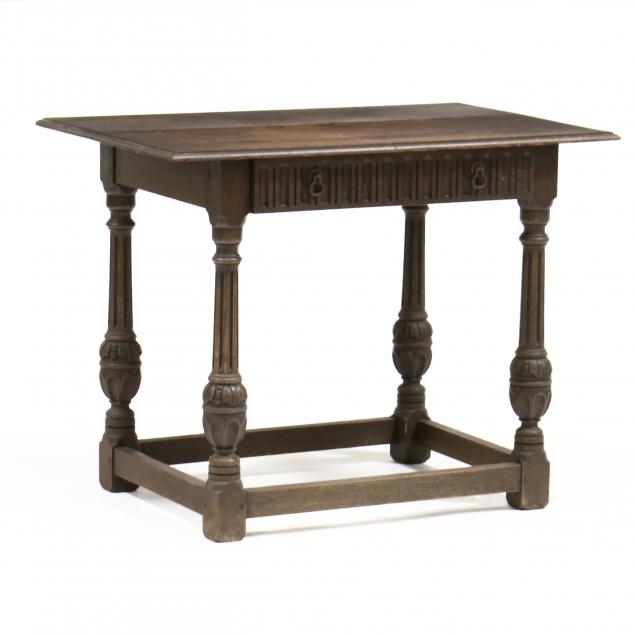 Appraisal: WILLIAM AND MARY STYLE CARVED OAK TAVERN TABLE First half