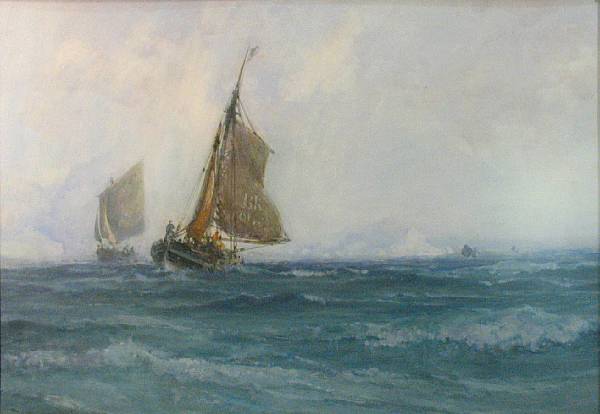 Appraisal: J Martin Two ships sailing the open seas signed and