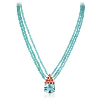 Appraisal: A Sea Green Quartz and Citrine Necklace Featuring three strands